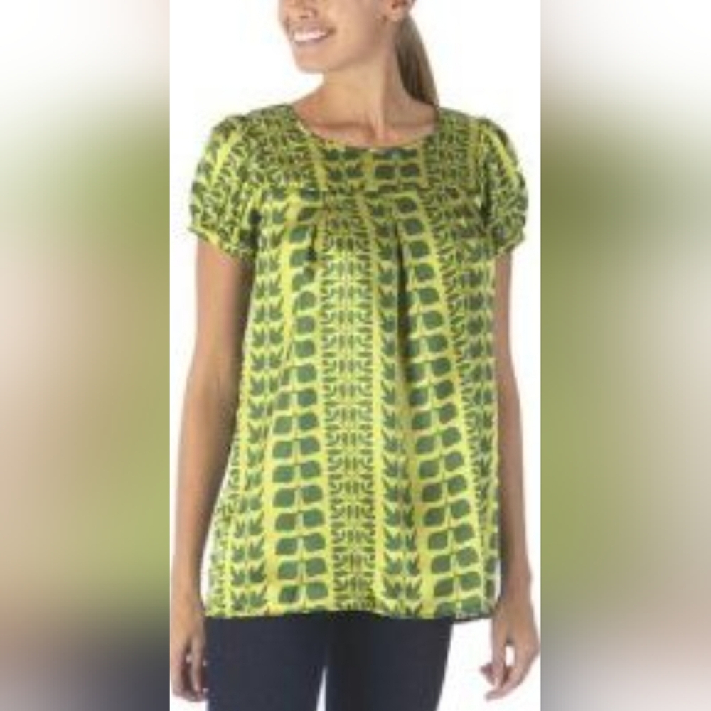 Vintage Y2k Green Retro Leaf Print Target Xhileration Top Extra Small XS EUC